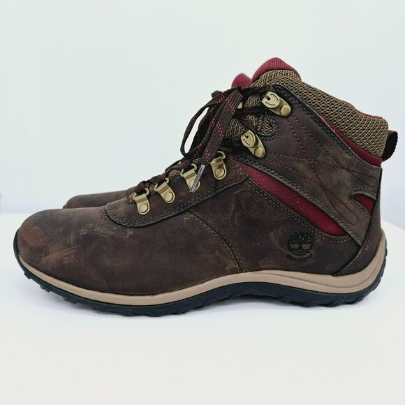Timberland Womens Norwood Mid Waterproof Boots 11 Brown Leather Hiking Outdoor - Picture 8 of 13